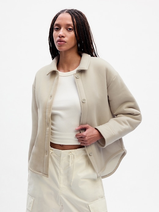 1 of 8 showing, with the color moonstone beige of product Sherpa-Lined Shirt Jacket