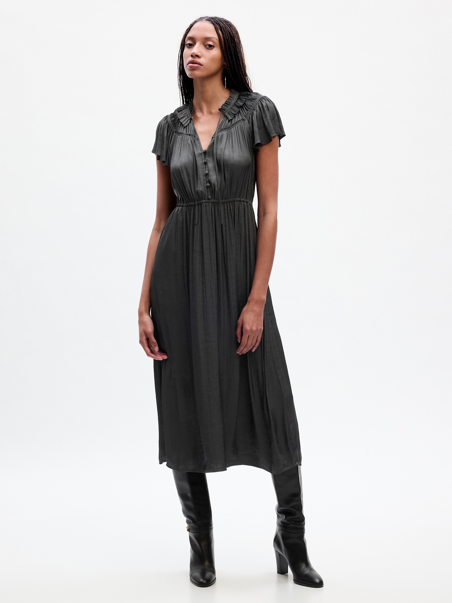 Gap Ruffle-Neck Midi Dress