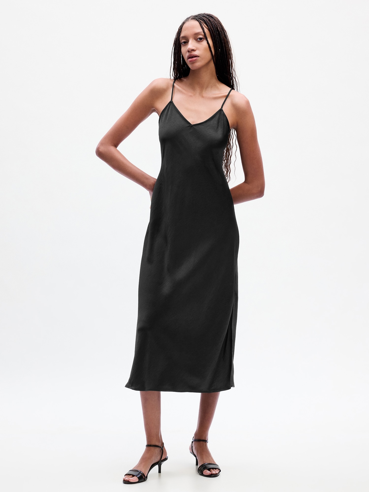 Satin Midi Slip Dress