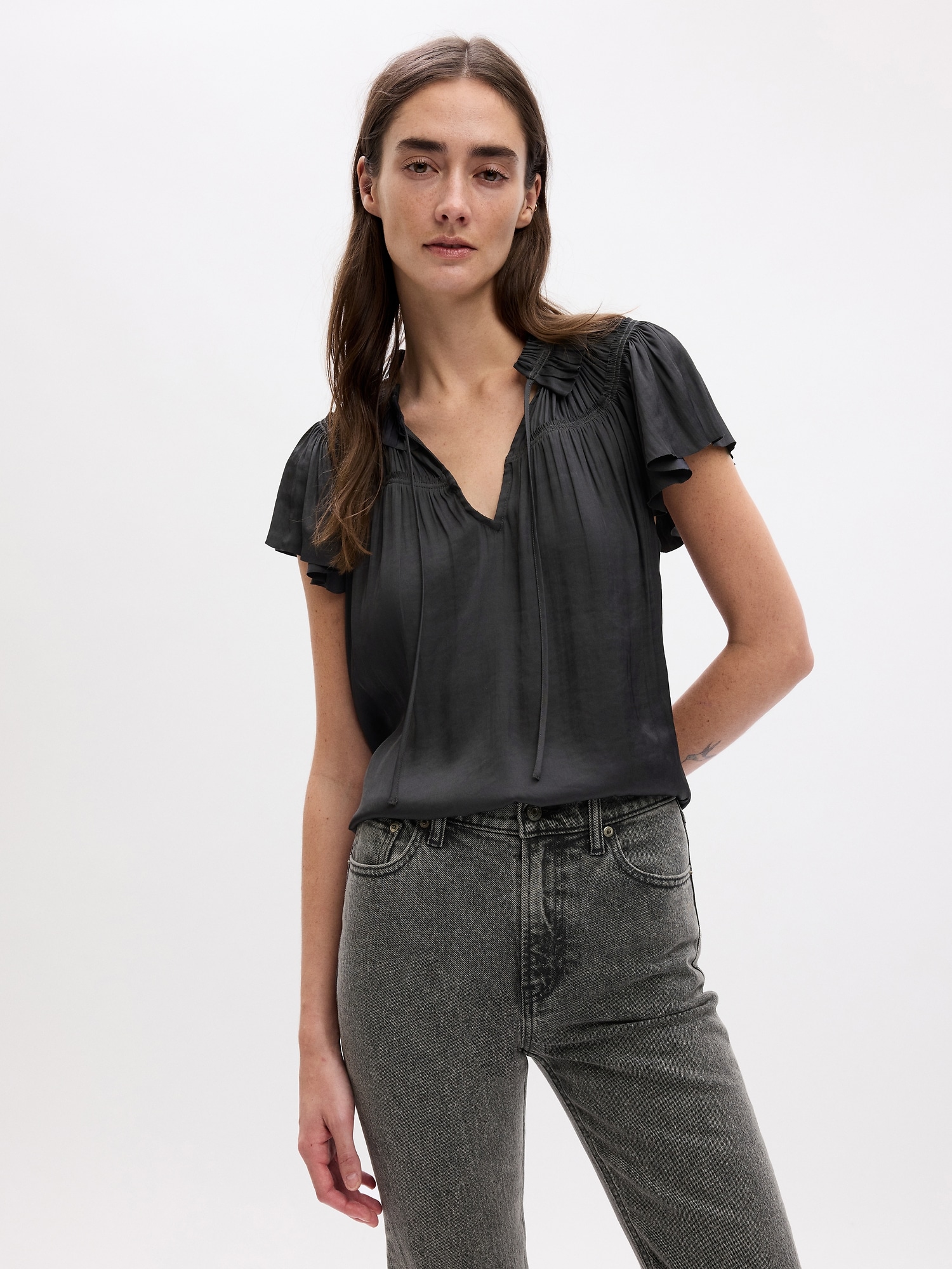 Ruffle-Neck Shirt | Gap