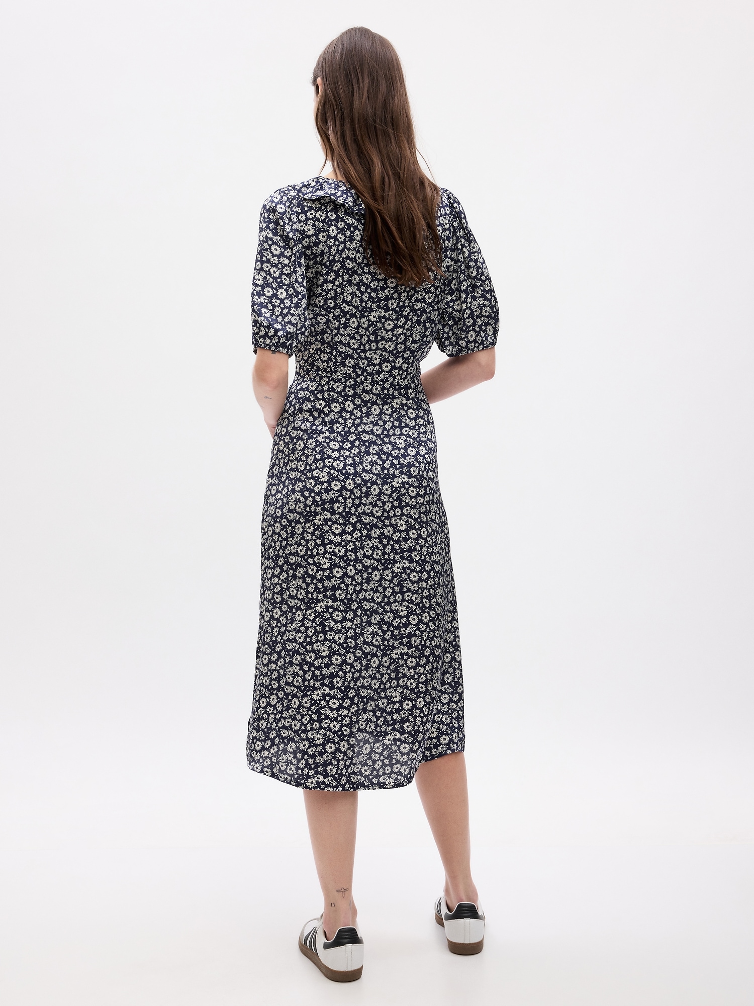 Puff Sleeve Ruffle Midi Dress | Gap