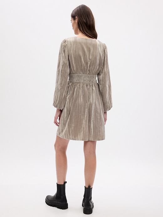 2 of 8 showing, with the color quail grey of product Velvet Smocked Mini Dress