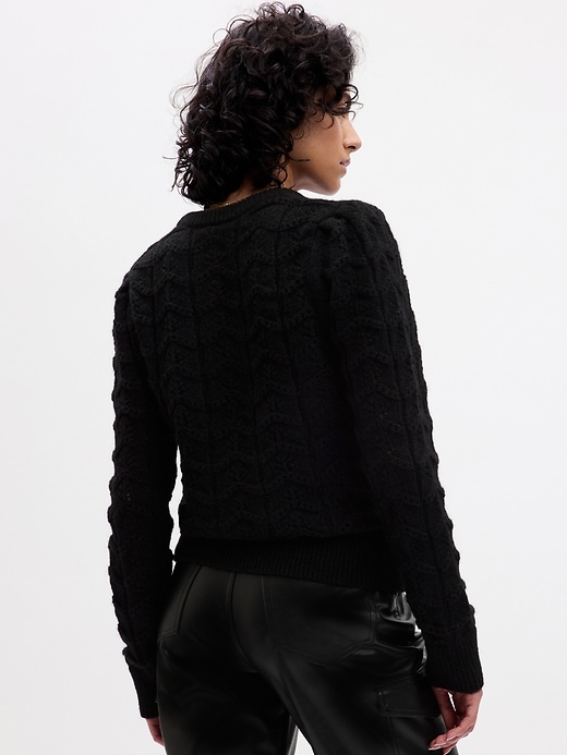 2 of 8 showing, with the color BLACK of product Pointelle Sweater