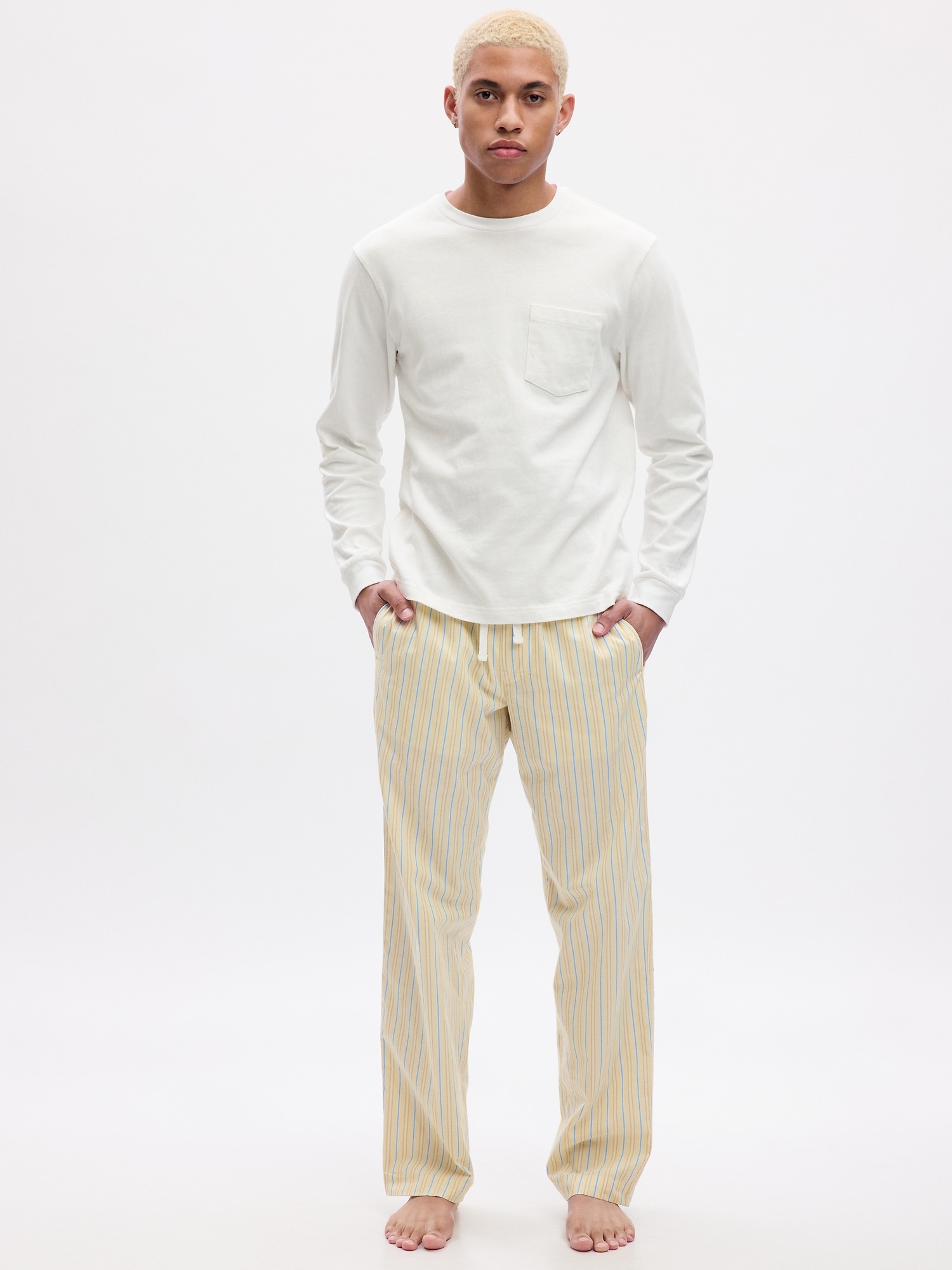 Cotton Poplin Pajamas - Beige - Men