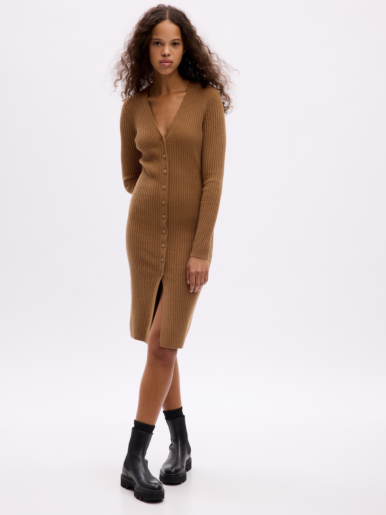 CashSoft Rib Midi Sweater Dress