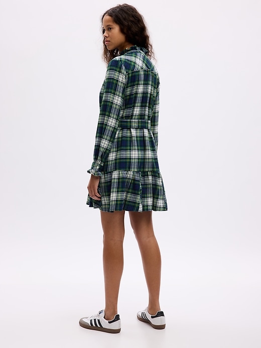 2 of 8 showing, with the color green plaid of product Plaid Tiered Mini Dress