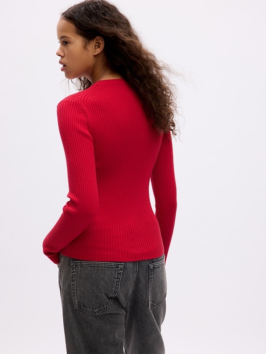 2 of 8 showing, with the color modern red of product Crewneck Rib Sweater