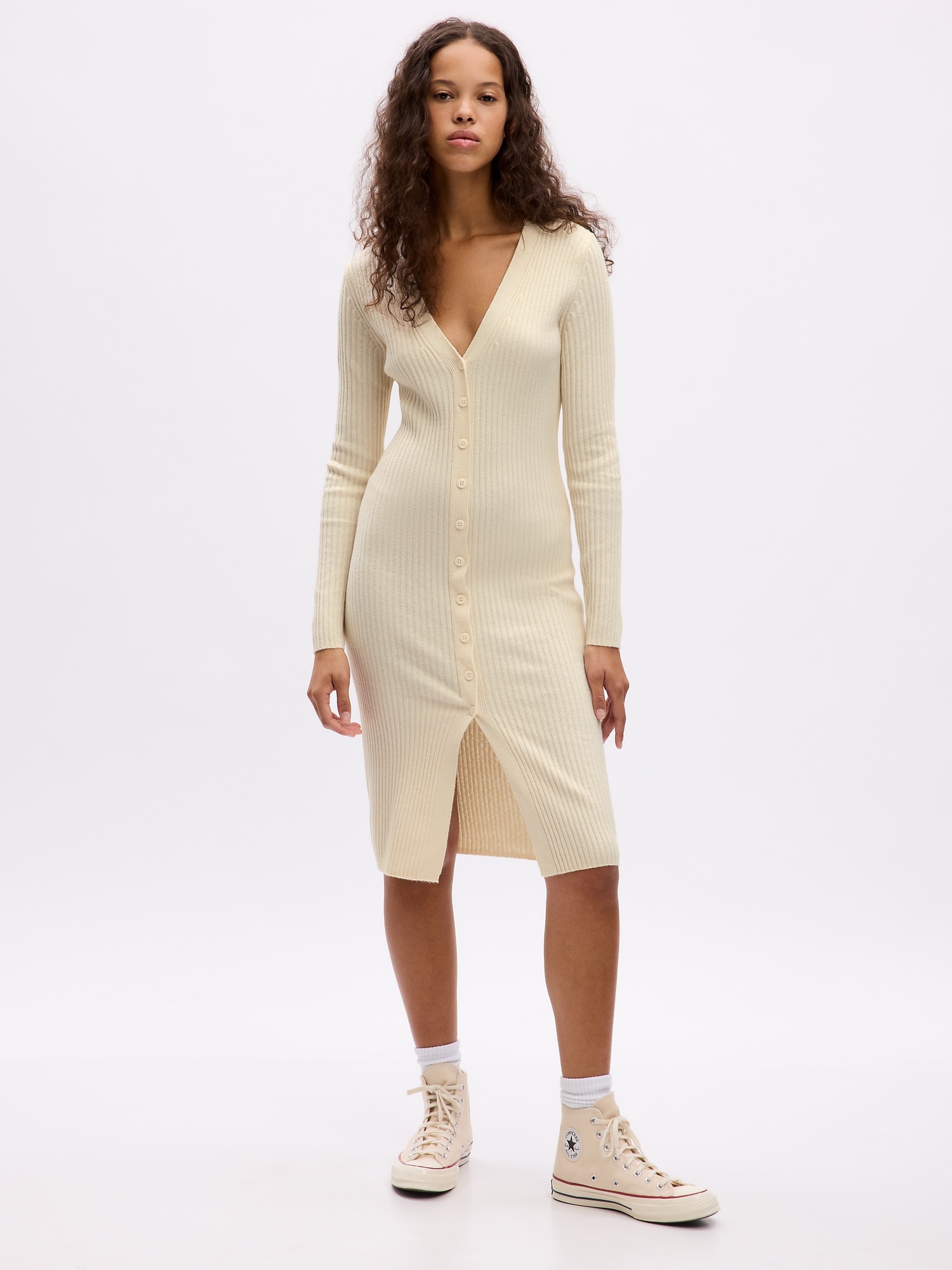 CashSoft Rib Midi Sweater Dress Gap