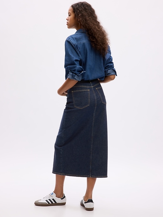 Image number 2 showing, Denim Pencil Midi Skirt