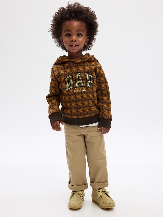 1 of 8 showing, with the color camel brown of product GAP × DAP Toddler Logo Hoodie
