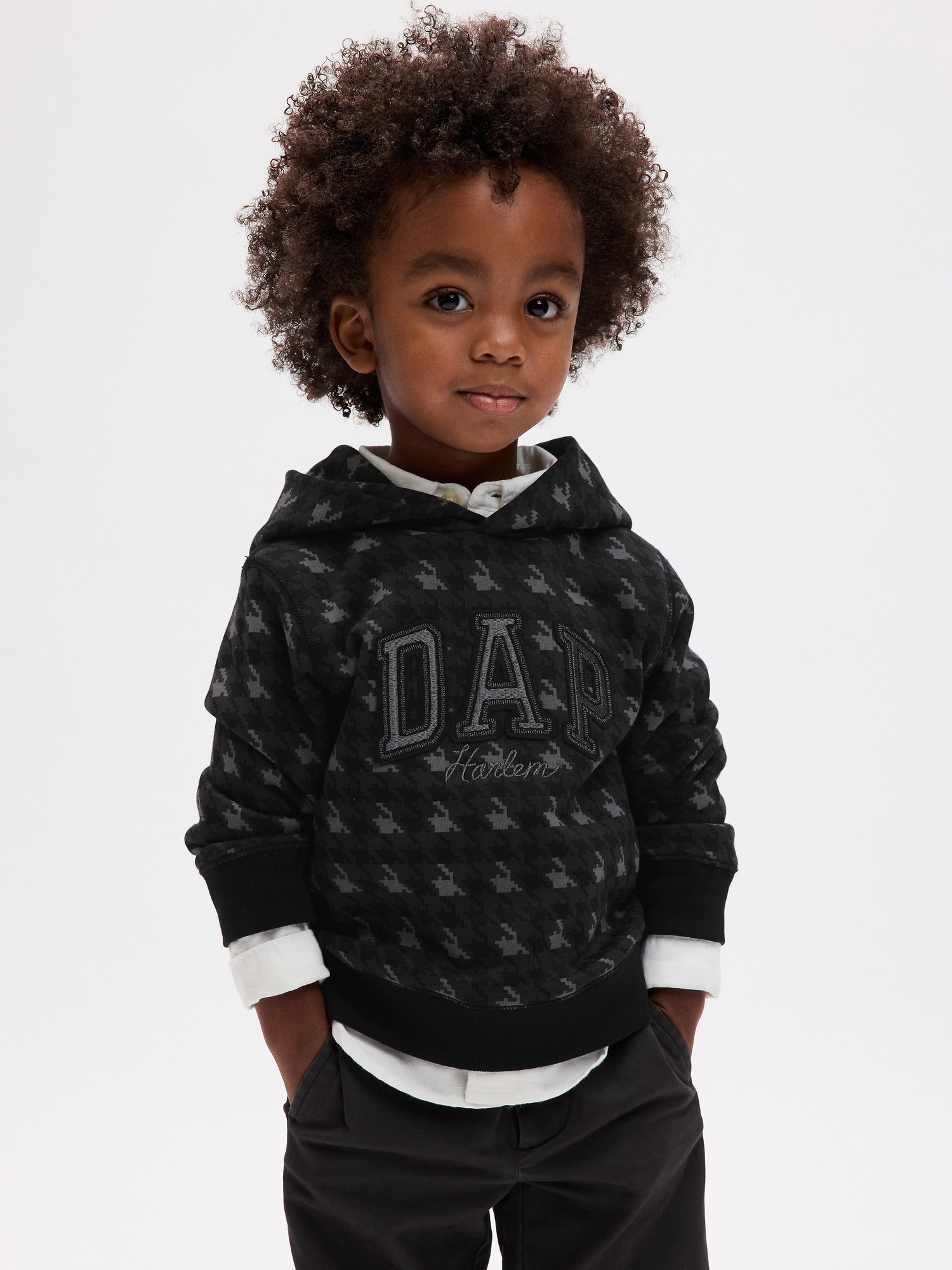 Gap Babies' Dap ×  Toddler Logo Hoodie In Houndstooth Grey