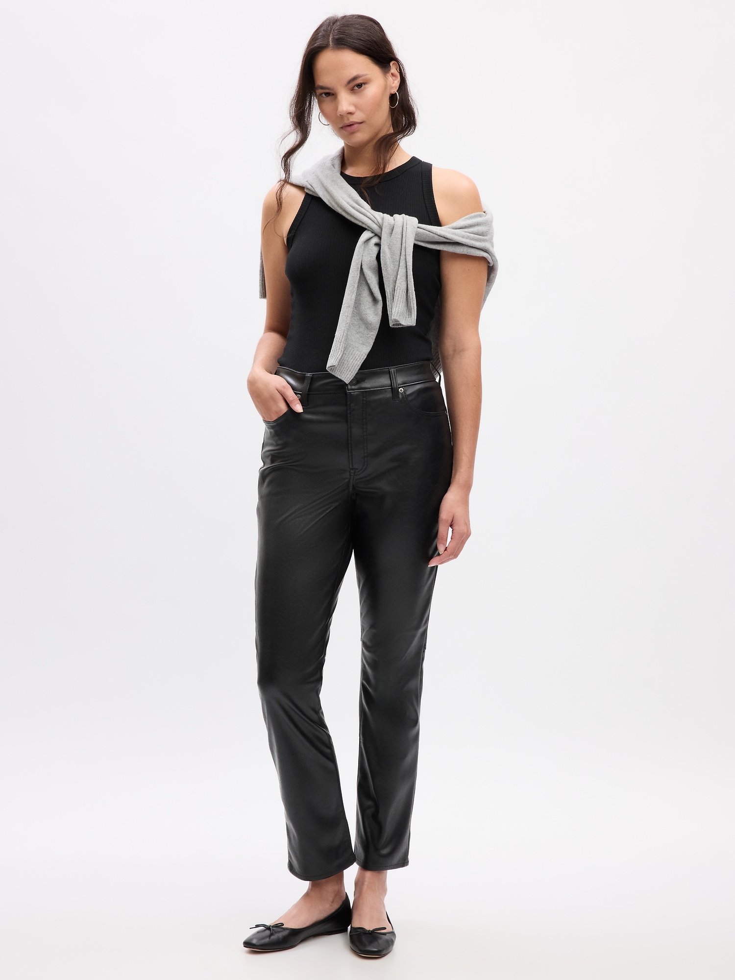 High Rise Vegan Leather Vintage Slim Pants | Gap