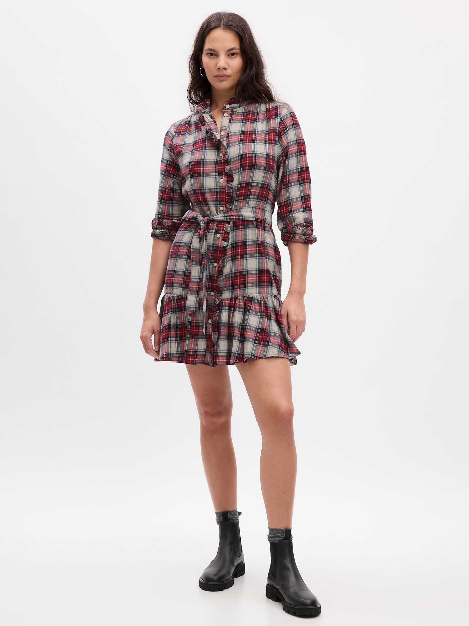 Plaid Tiered Mini Dress