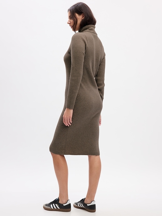 Image number 5 showing, Turtleneck Rib Midi Sweater Dress