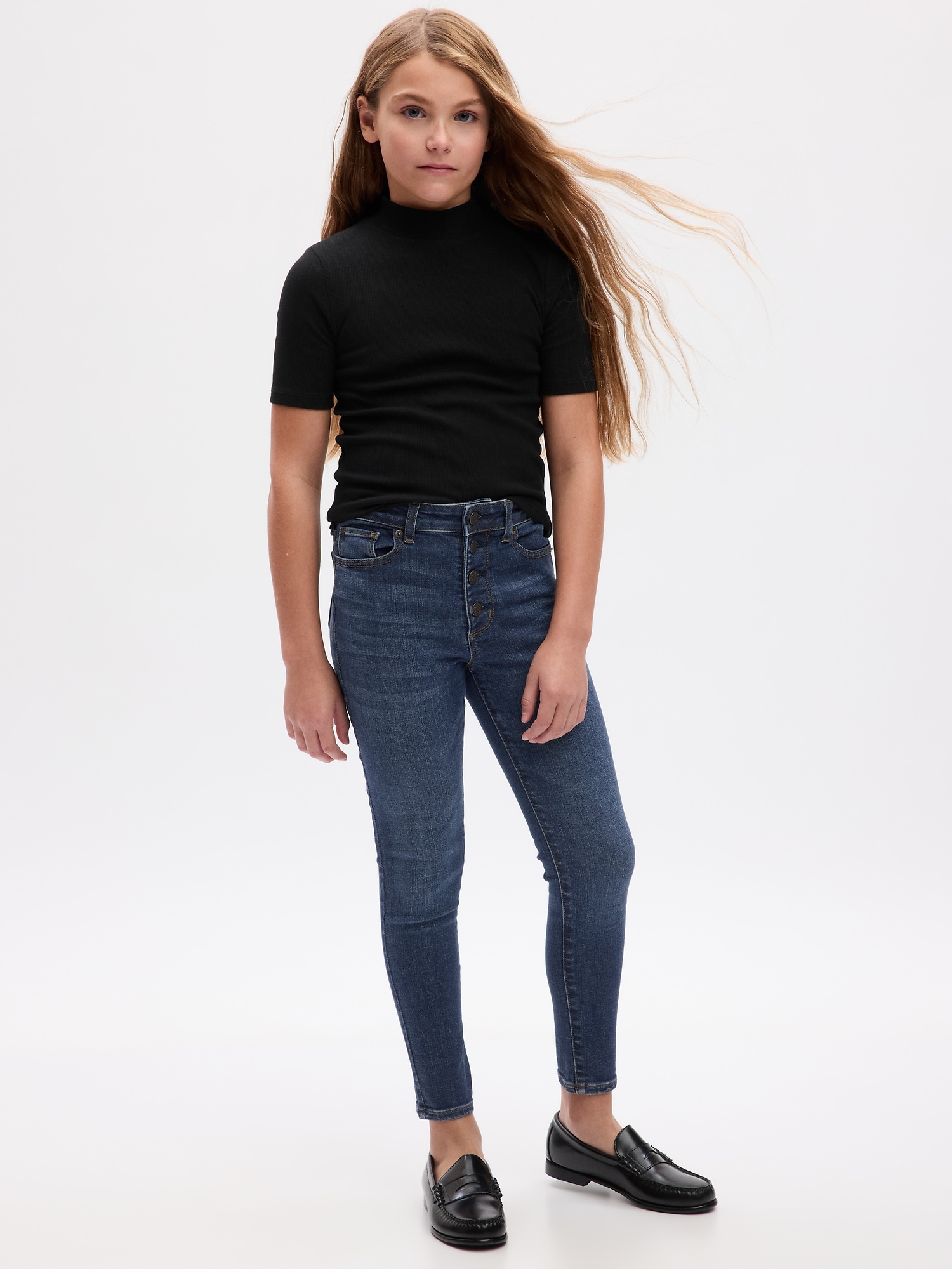 Kids High Rise Embroidered Jeggings with Washwell