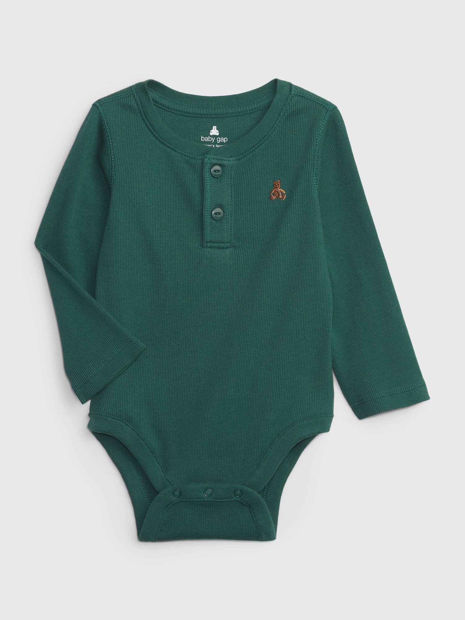 Gap Baby Organic Cotton Henley Bodysuit In June Bug Green