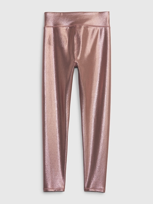 2 of 8 showing, with the color pink of product GapFit Kids Metallic Leggings