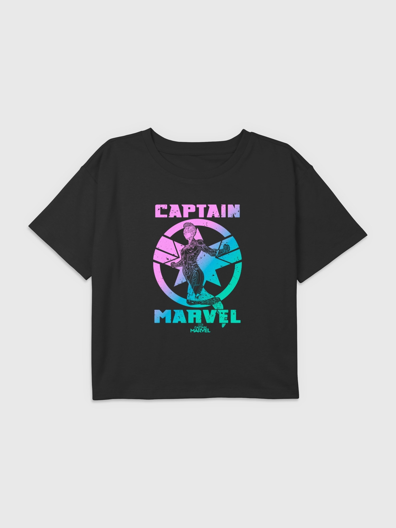Kids Captain Marvel Graphic Boxy Crop Tee