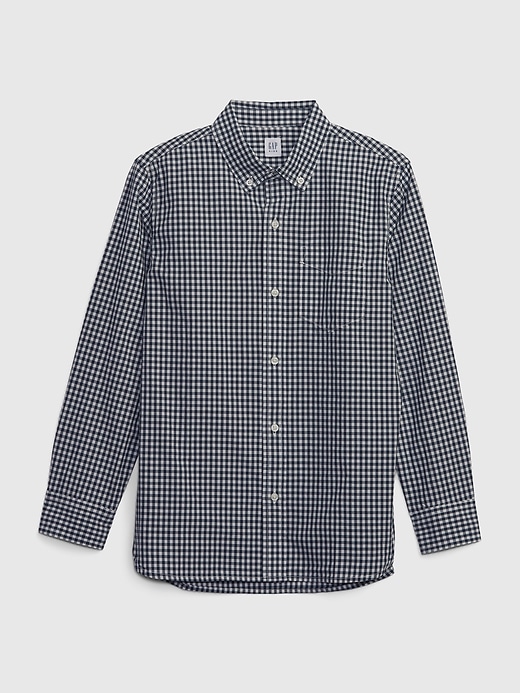 1 of 8 showing, with the color navy gingham of product Kids Organic Cotton Poplin Shirt