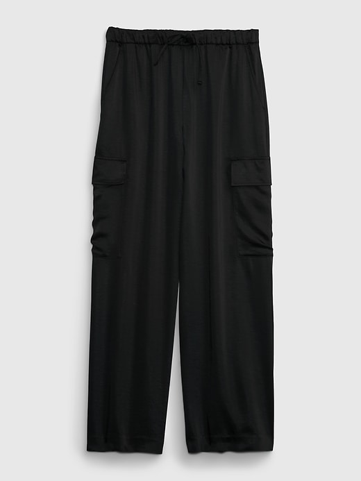 Image number 6 showing, Mid Rise Satin Wide-Leg Cargo Pants