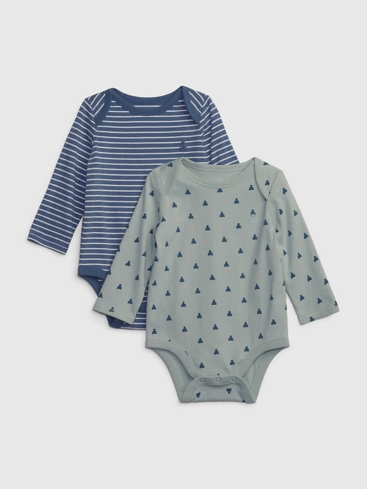 1 of 8 showing, with the color frothy aqua blue of product Baby First Favorites Bodysuit (2-Pack)