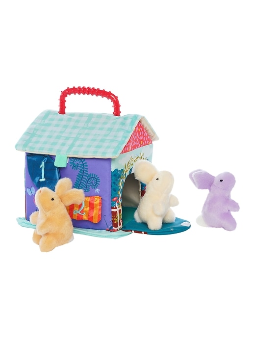 2 of 8 showing, with the color Multi of product Cottontail Cottage Fill and Spill Bunny Sensory Toy