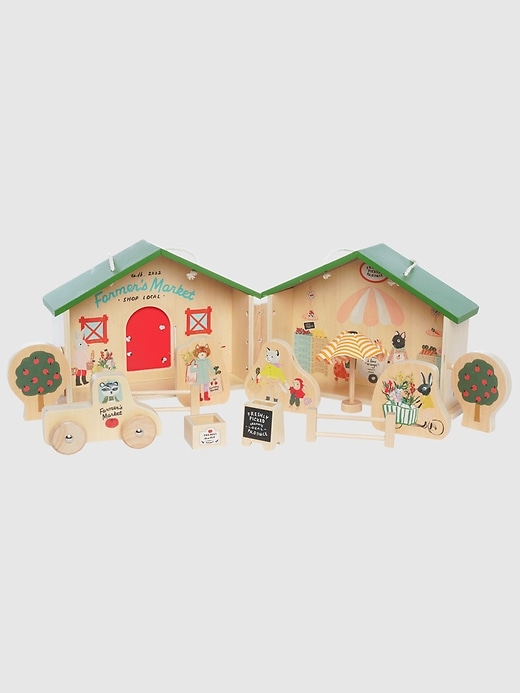 1 of 8 showing, with the color Multi of product Farmers Market Day Portable Wooden Toy Set