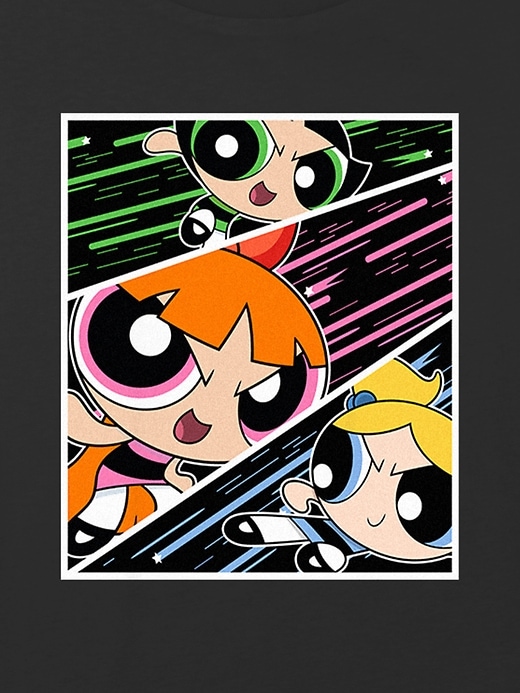 2 of 8 showing, with the color Black of product Kids Power Puff Girls Graphic Boxy Crop Tee