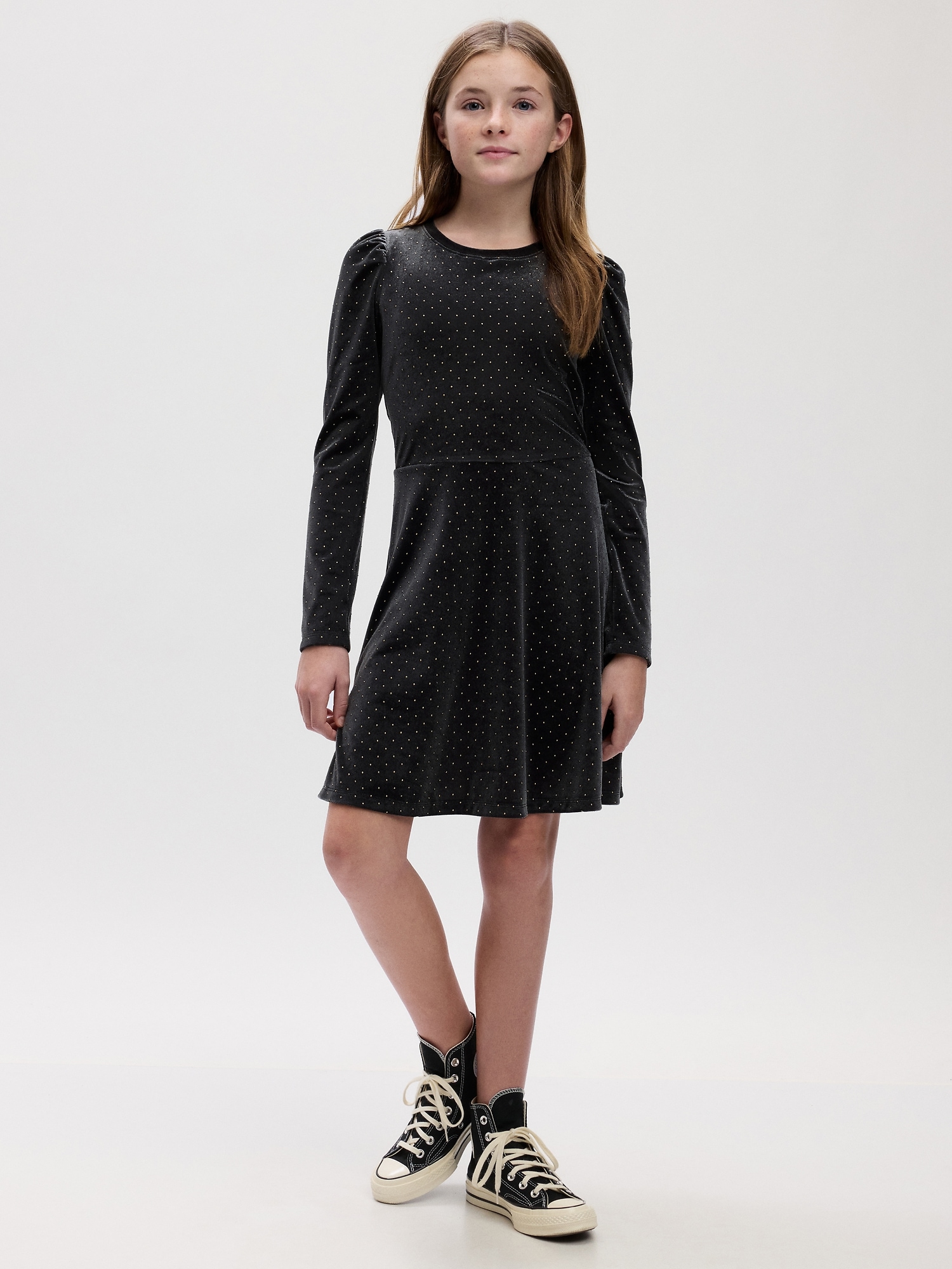 Kids Velvet Skater Dress