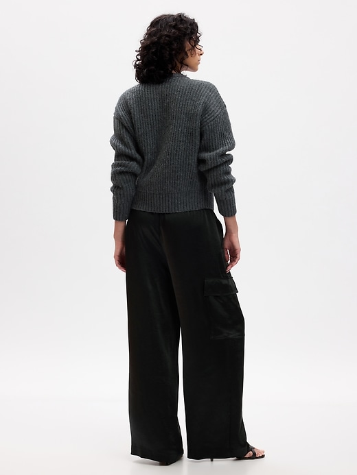 Image number 2 showing, Mid Rise Satin Wide-Leg Cargo Pants