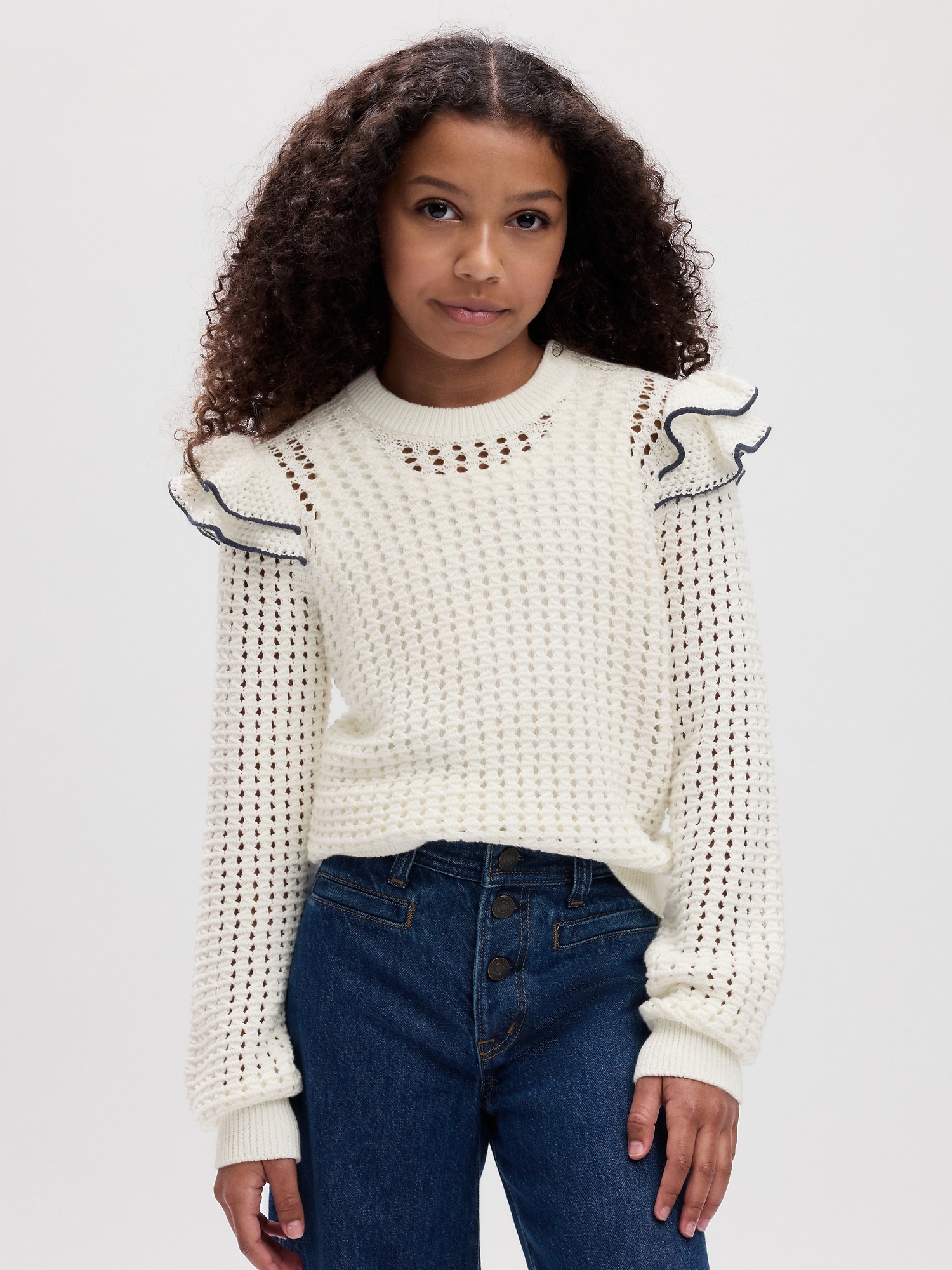 Gap Kids Ruffle Crochet Sweater