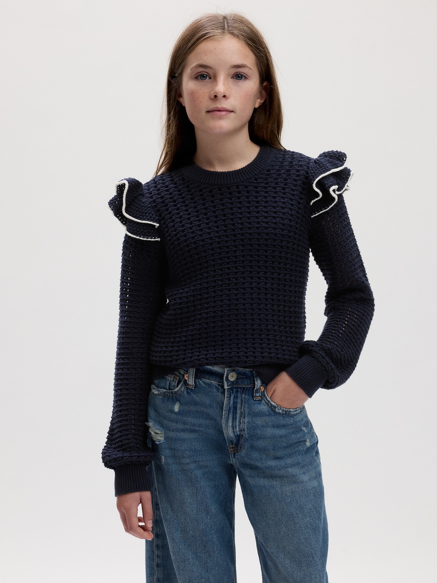 Kids Ruffle Crochet Sweater Gap