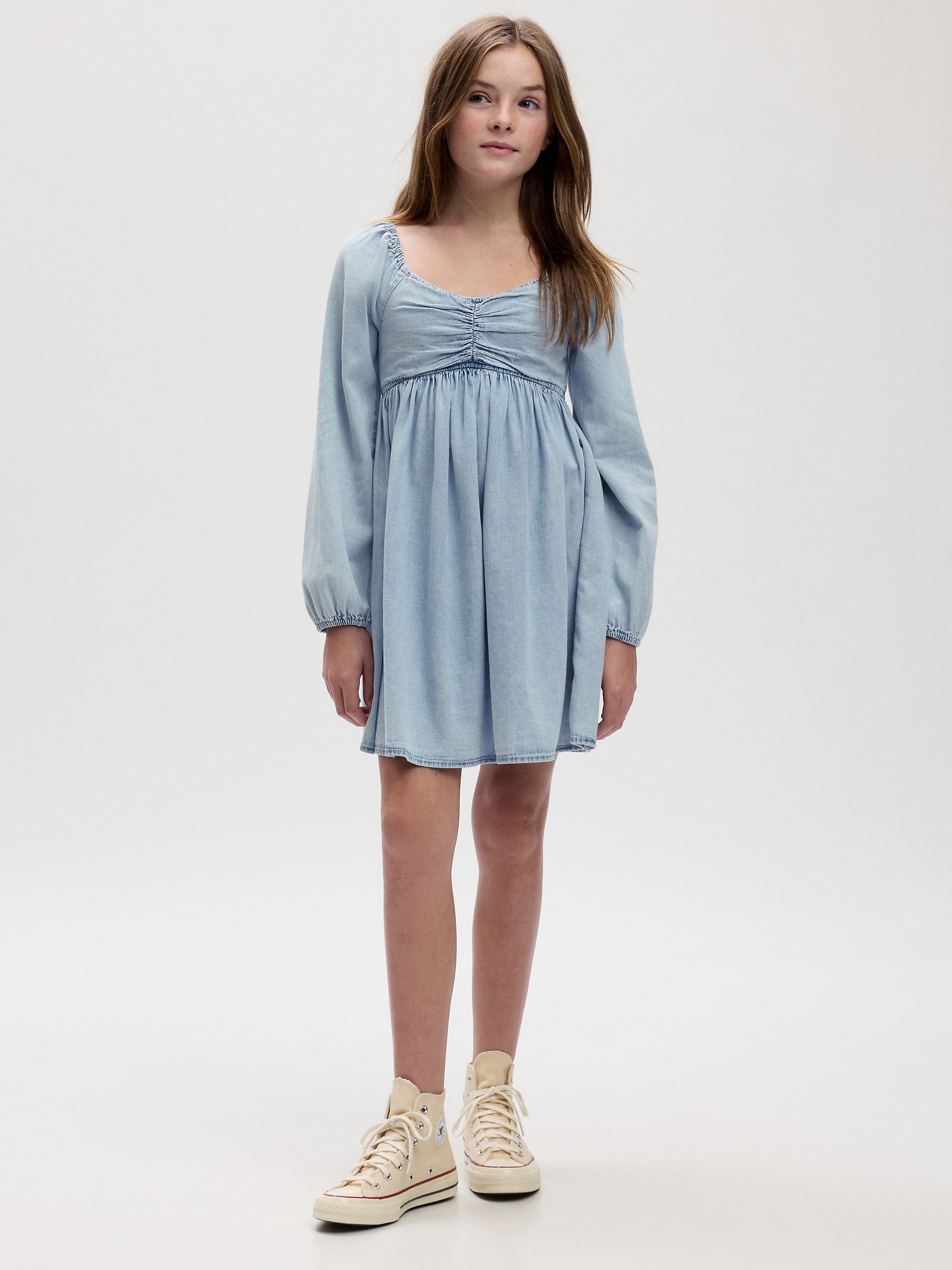 Kids Ruched Denim Dress