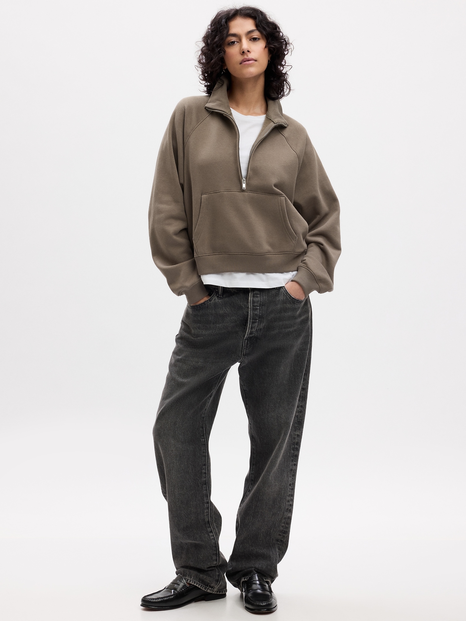 Vintage Soft Cropped Half-Zip Pullover