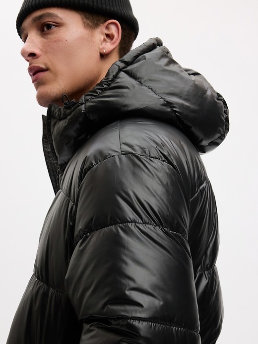 GAP RECYCLED PUFFER XL ブラックダウンジャケット Recycled High Shine Puffer Jacket | Gap