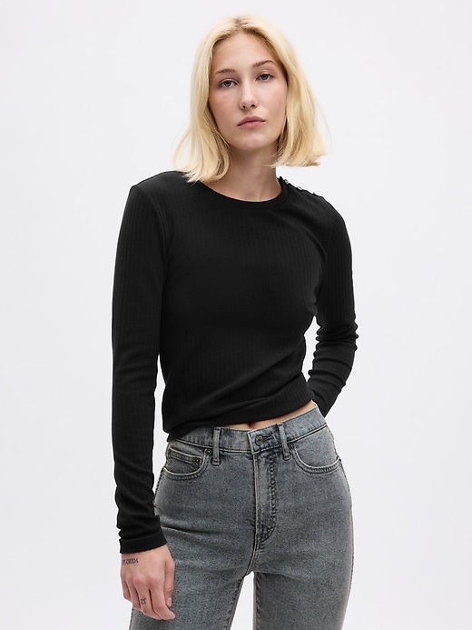 Modern Jewel-Button Rib T-Shirt | Gap