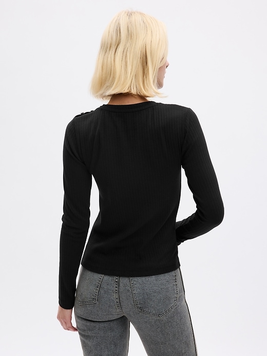Image number 2 showing, Modern Jewel-Button Rib T-Shirt