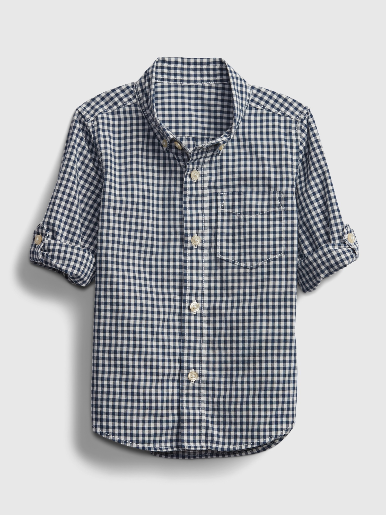 Рубашка Gap Poplin Shirt для малышей, цвет: Тёмно-синий в мелкую клетку — фото 3
