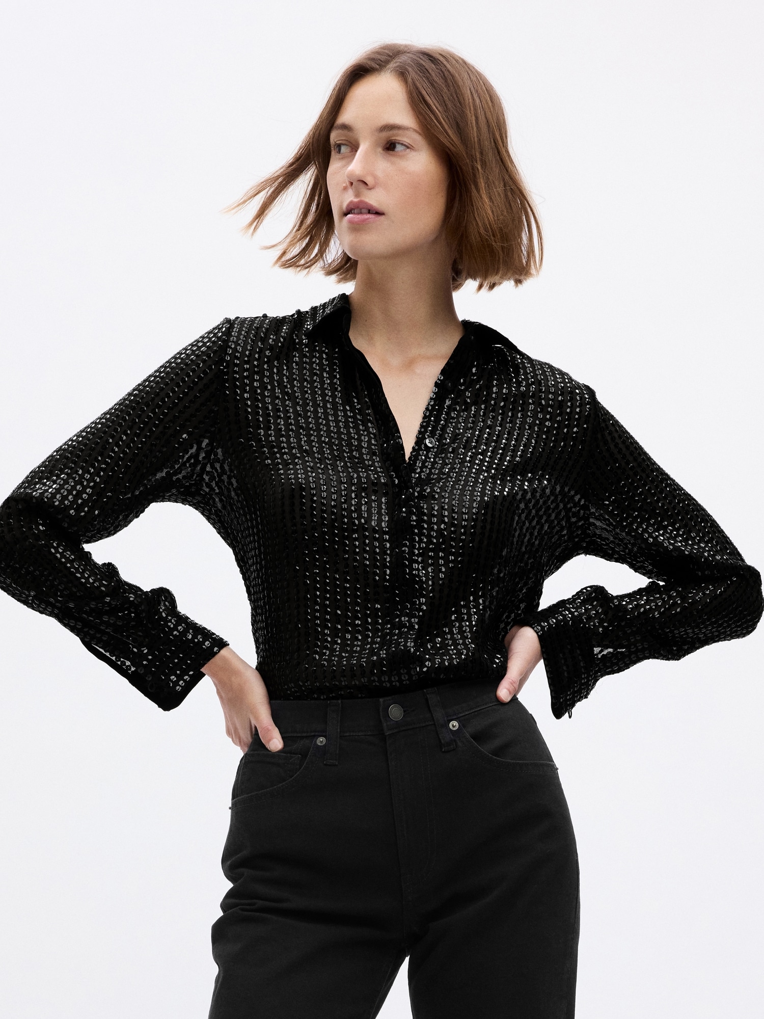 Gap Sequin Perfect Shirt