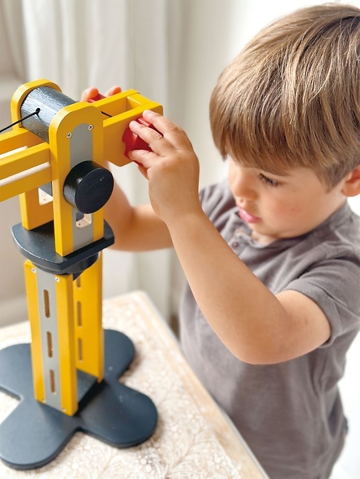 Image number 3 showing, Little Builder Toddler Yellow Crane Toy