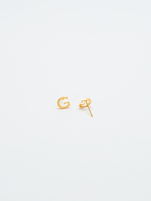 Image number 3 showing, Gold Initial Earrings