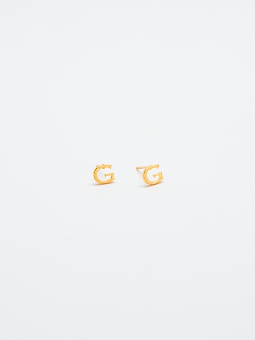 Image number 2 showing, Gold Initial Earrings