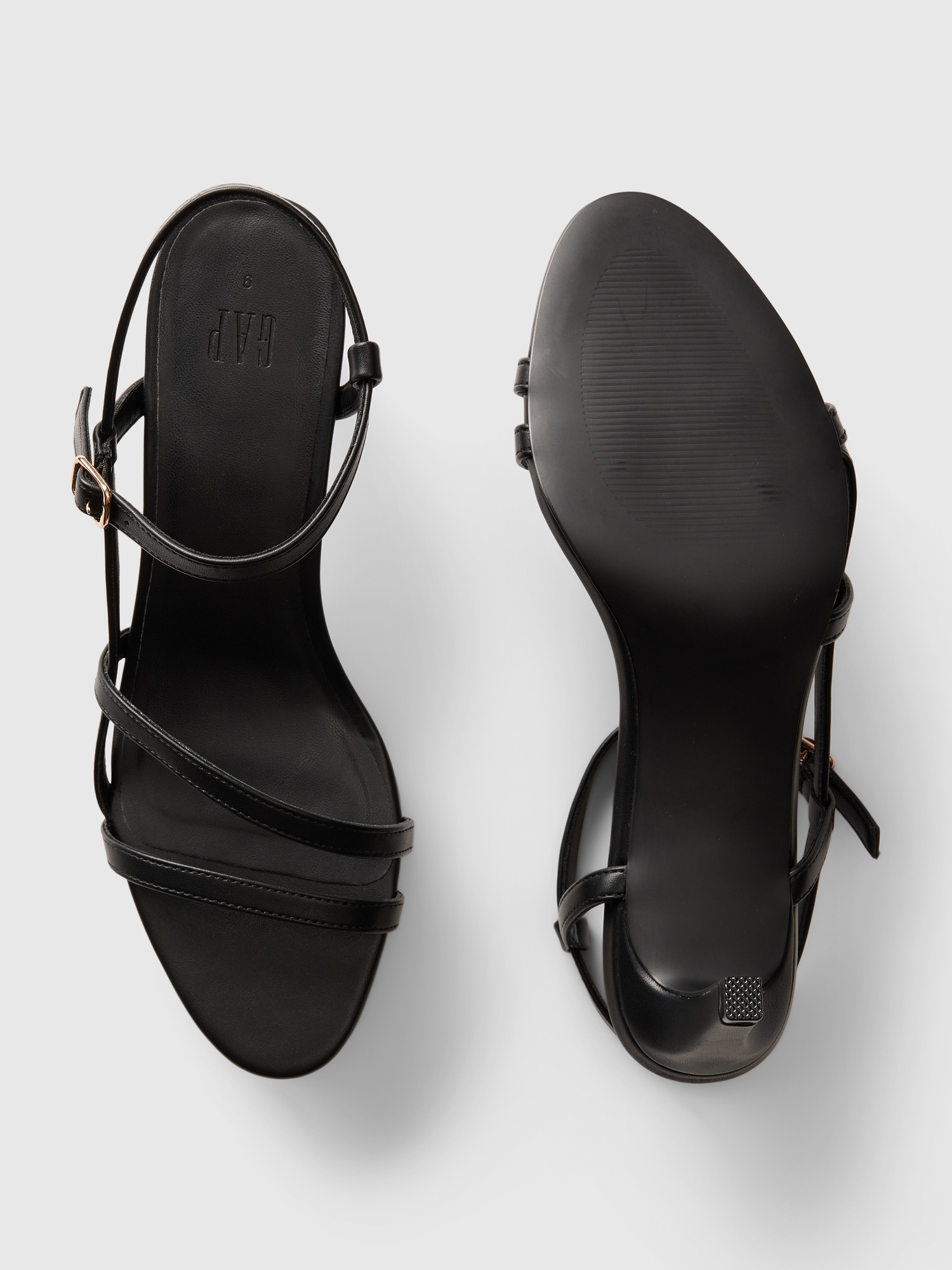 Black 3 strap heels cheap