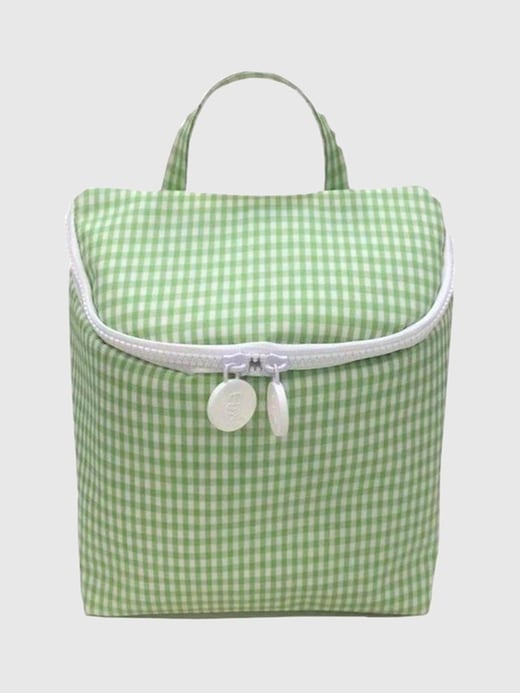 1 of 8 showing, with the color Gingham Leaf of product Kids TRVL Design Insulated Take Away Lunch Bag