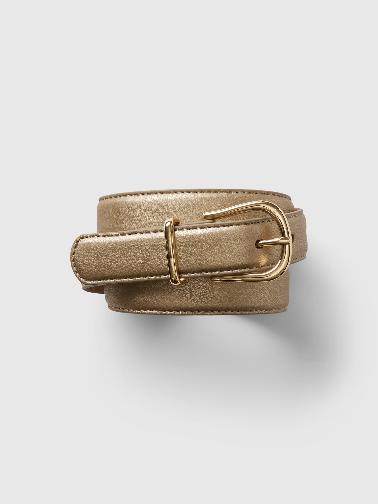 Gap Vegan Leather Belt In Metallic Gold