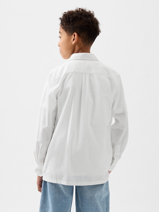 2 of 8 showing, with the color optic white of product Kids Linen-Cotton Oxford Shirt
