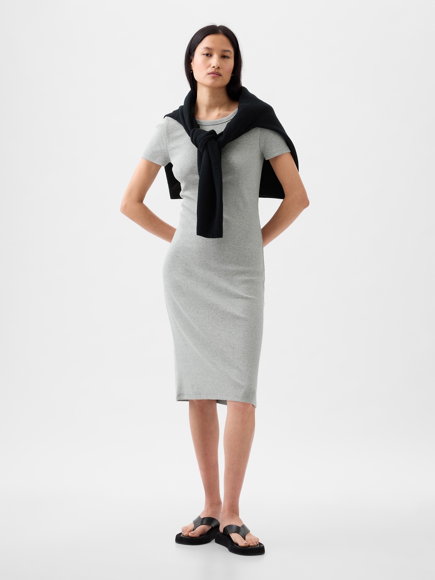 Modern Rib Midi T Shirt Dress Gap