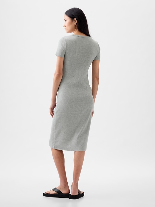 2 of 8 showing, with the color light heather grey of product Modern Rib Midi T-Shirt Dress