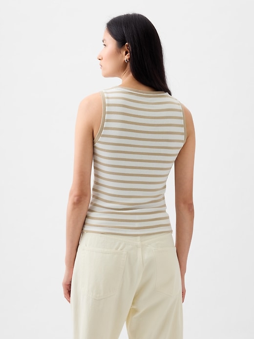 2 of 8 showing, with the color khaki tan & white stripe of product Modern Shell Tank Top