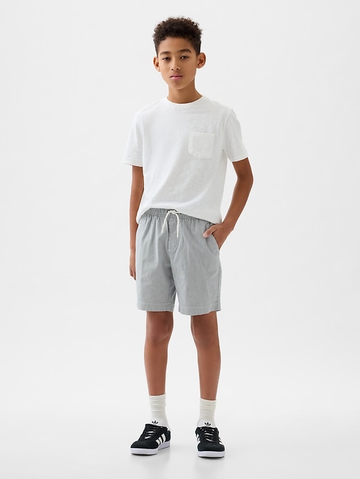 1 of 8 showing, with the color RAILROAD STRIPE BLUE of product Kids Easy Pull-On Shorts